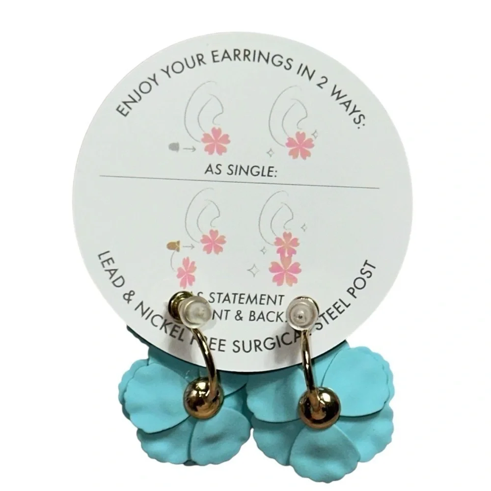 Anthropologie Serefina Poppy Ear Turquoise Blue Earrings